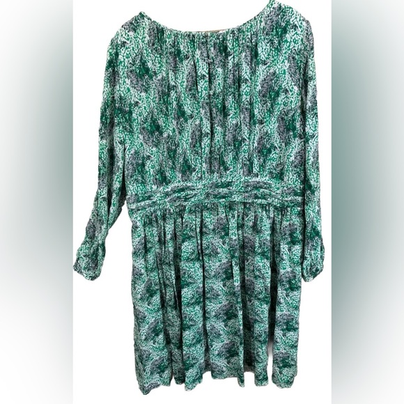 Boden Long Sleeved Dress 16 Selina Kelly Green Floral Knee Length - Picture 2 of 13